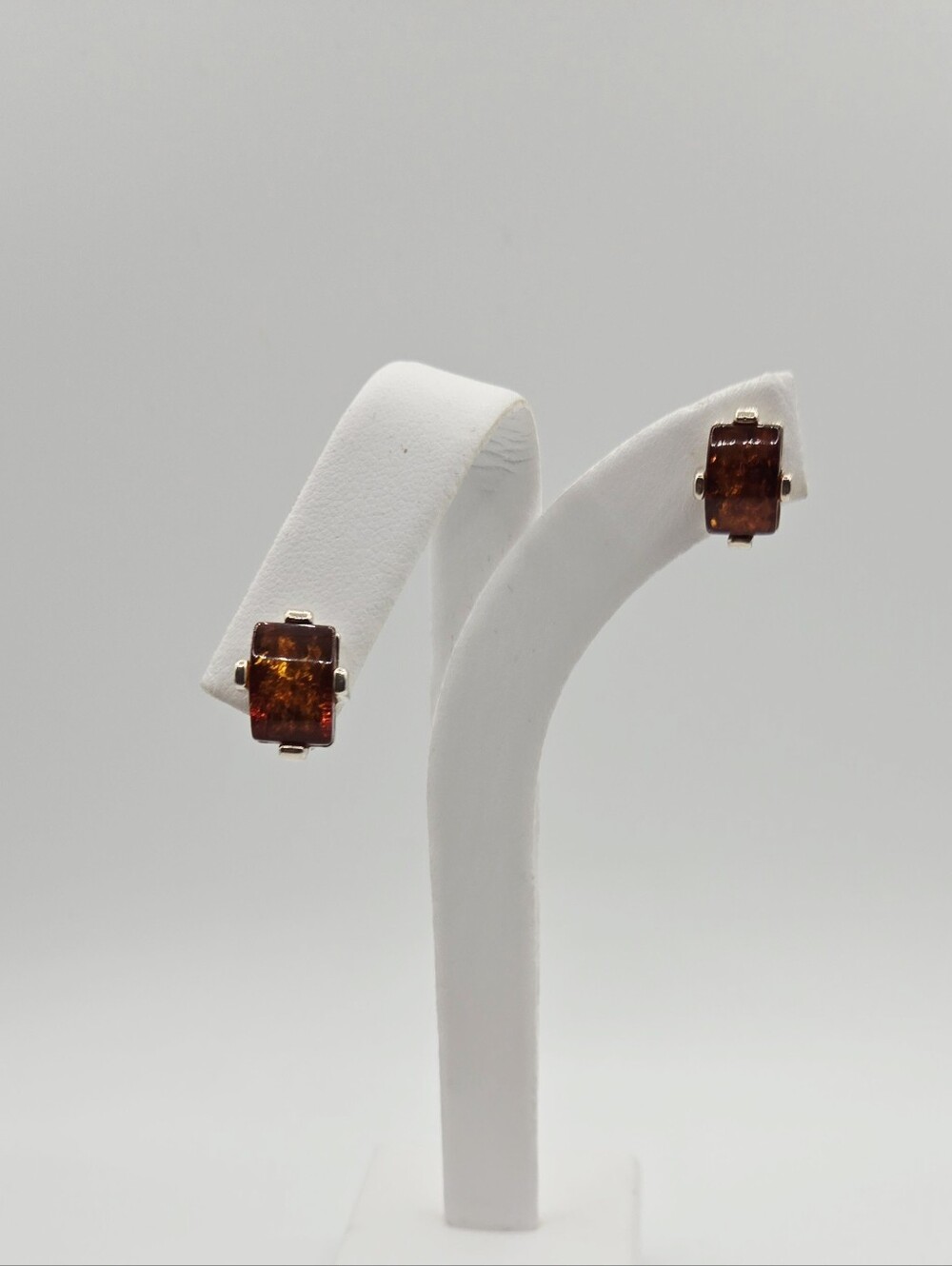 Sterling Silver Copal Rectangle Stud Earrings